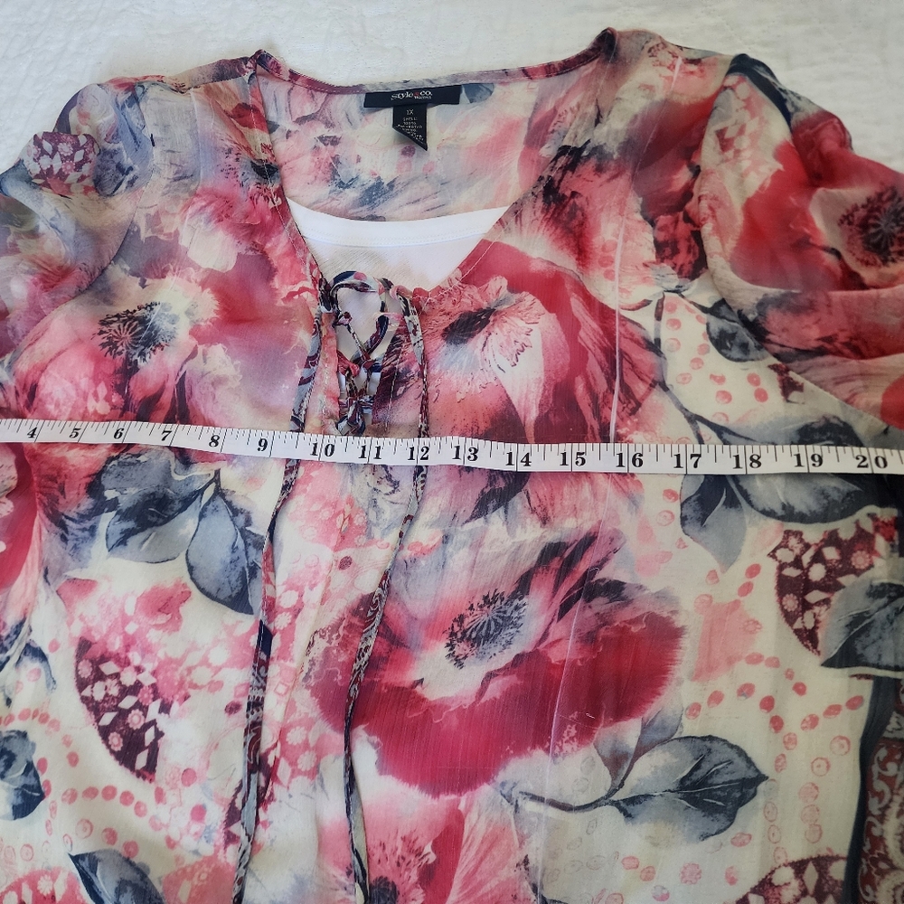 Style & Co. Sheer Blouse with tank. 1X